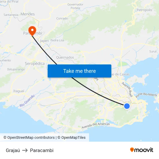 Grajaú to Paracambi map