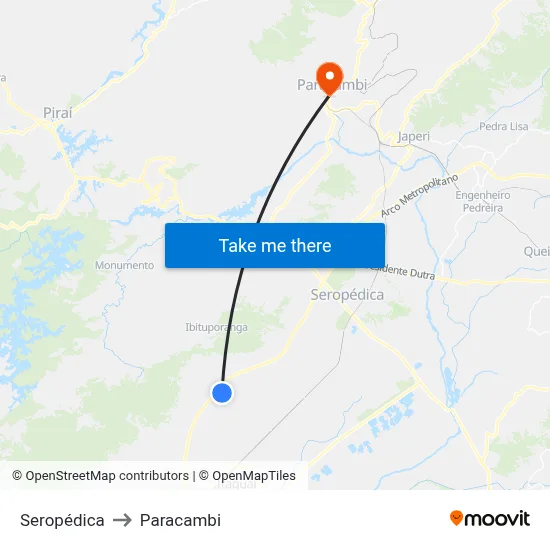 Seropédica to Paracambi map