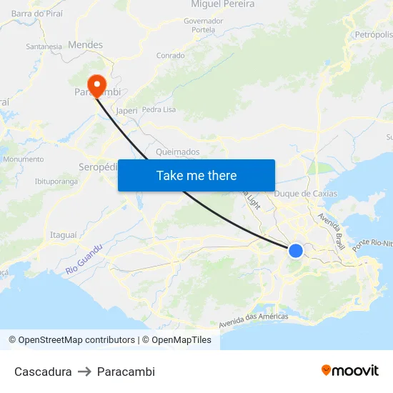 Cascadura to Paracambi map
