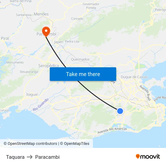Taquara to Paracambi map