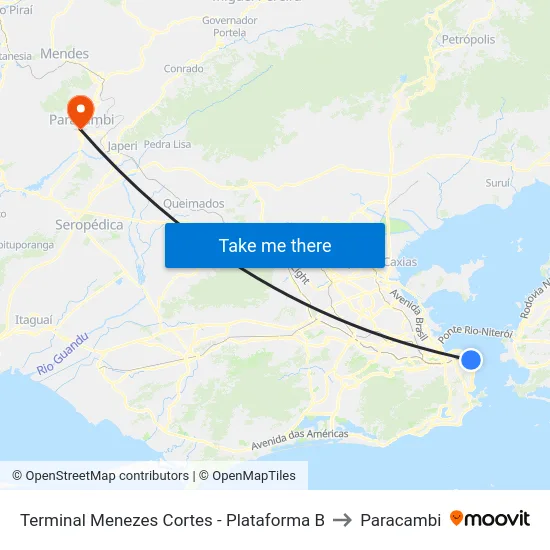Terminal Menezes Cortes - Plataforma B to Paracambi map