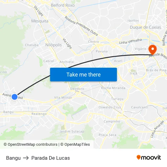 Bangu to Parada De Lucas map
