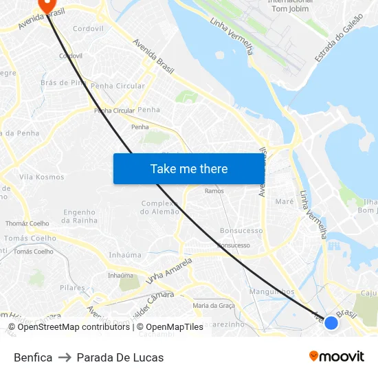 Benfica to Parada De Lucas map
