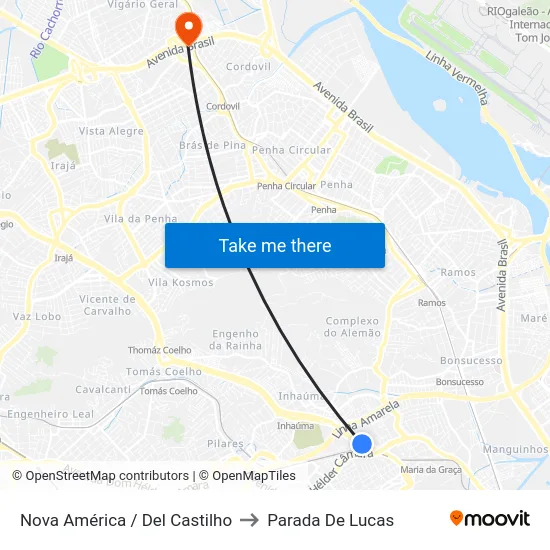 Nova América / Del Castilho to Parada De Lucas map