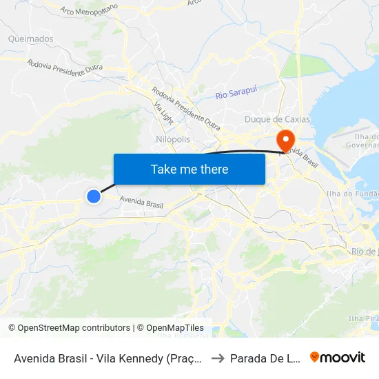 Avenida Brasil - Vila Kennedy (Praça Miami) to Parada De Lucas map