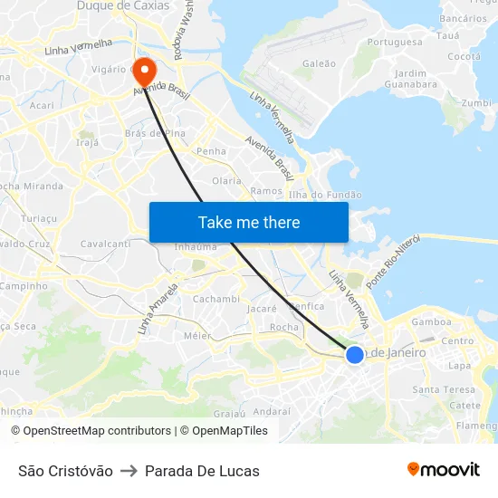 São Cristóvão to Parada De Lucas map