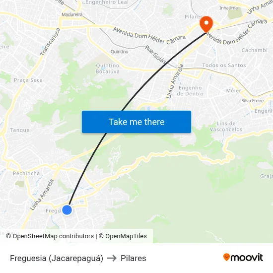 Freguesia (Jacarepaguá) to Pilares map