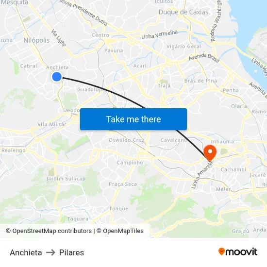 Anchieta to Pilares map