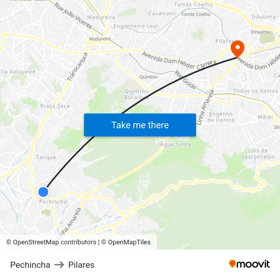 Pechincha to Pilares map