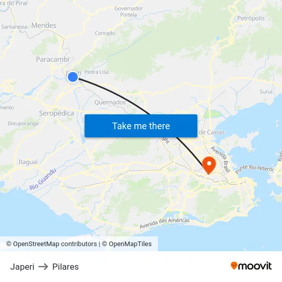 Japeri to Pilares map