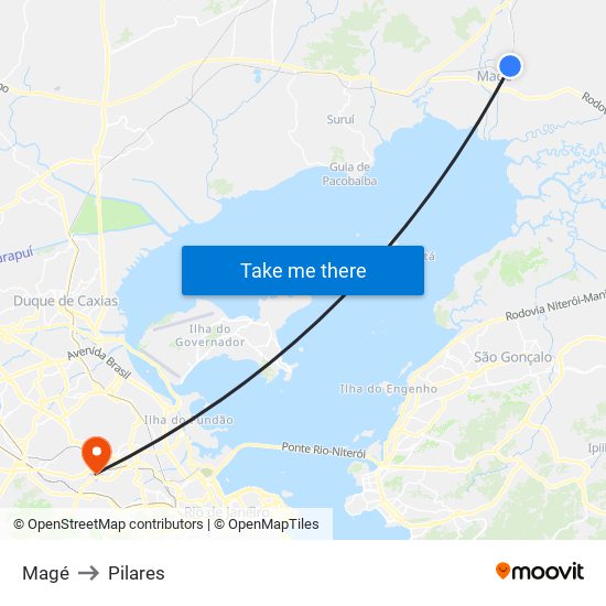 Magé to Pilares map