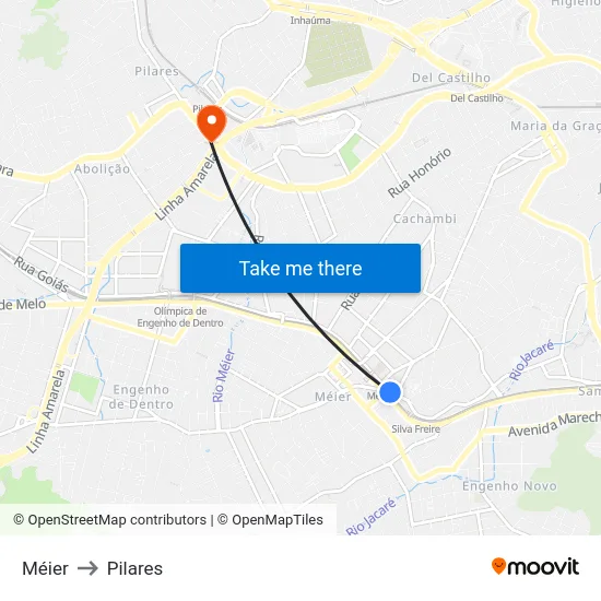 Méier to Pilares map