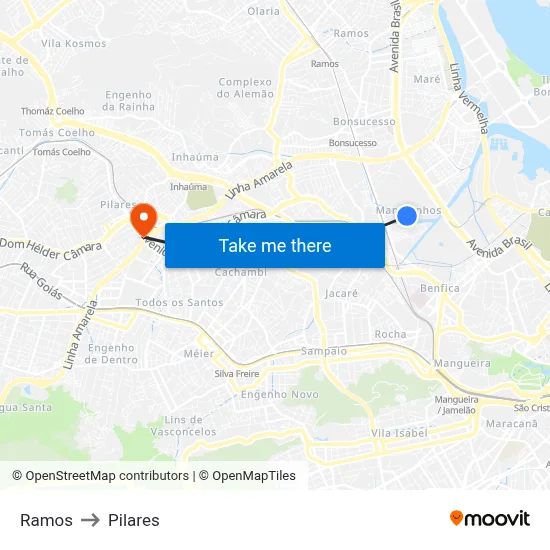 Ramos to Pilares map