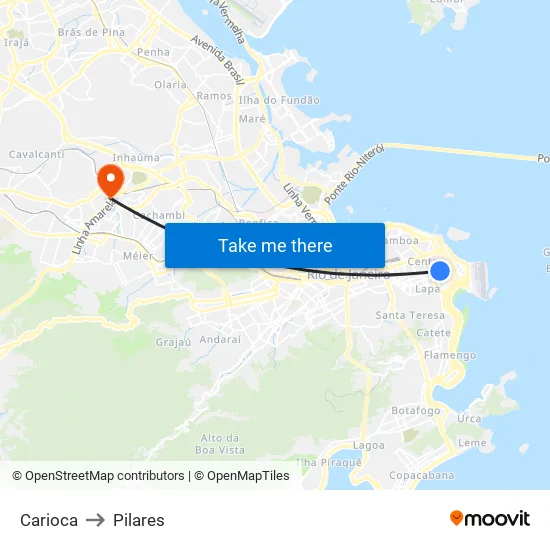 Carioca to Pilares map
