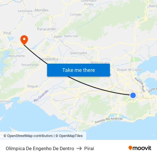 Olímpica De Engenho De Dentro to Piraí map