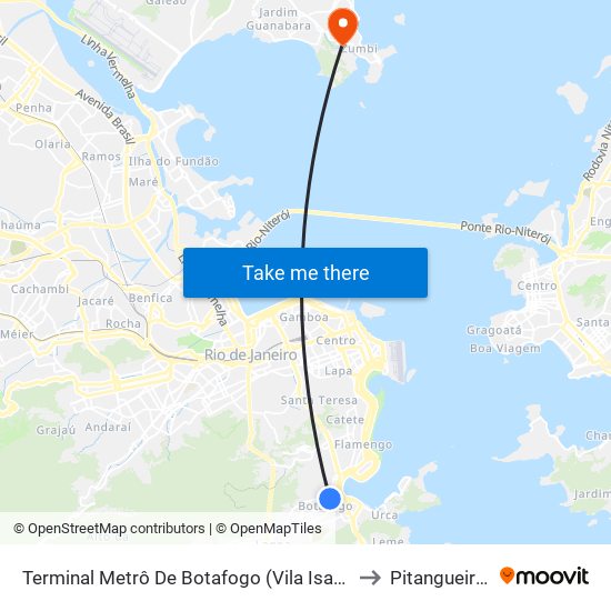 Terminal Metrô De Botafogo (Vila Isabel) to Pitangueiras map