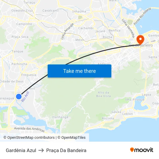 Gardênia Azul to Praça Da Bandeira map