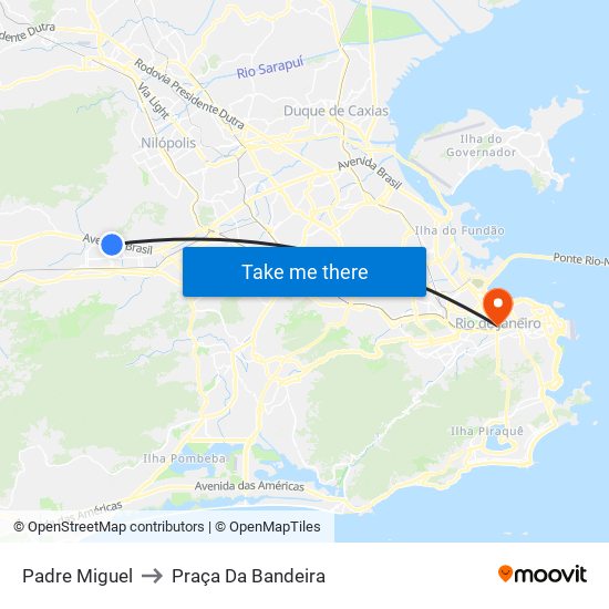 Padre Miguel to Praça Da Bandeira map