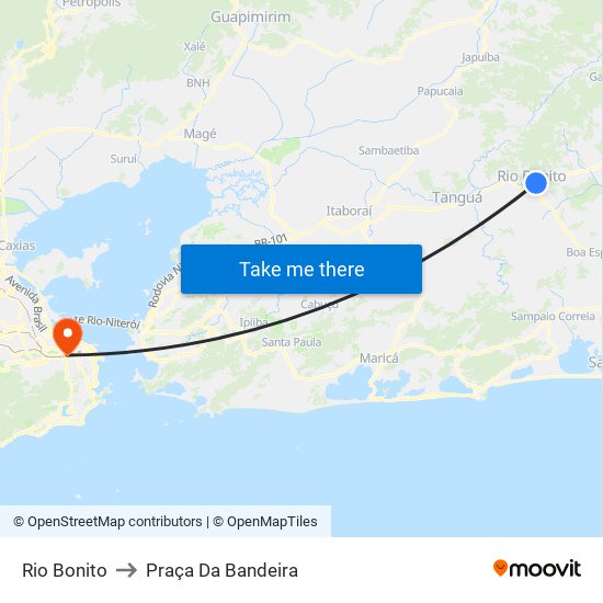 Rio Bonito to Praça Da Bandeira map