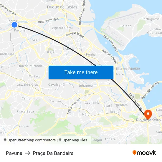 Pavuna to Praça Da Bandeira map