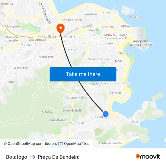 Botafogo to Praça Da Bandeira map