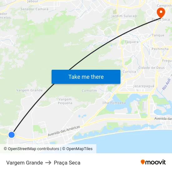 Vargem Grande to Praça Seca map