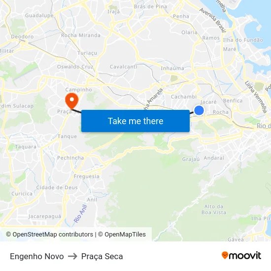 Engenho Novo to Praça Seca map