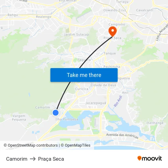 Camorim to Praça Seca map
