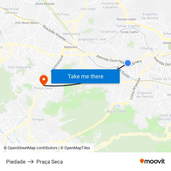 Piedade to Praça Seca map