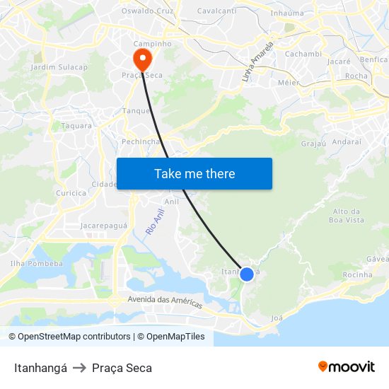 Itanhangá to Praça Seca map