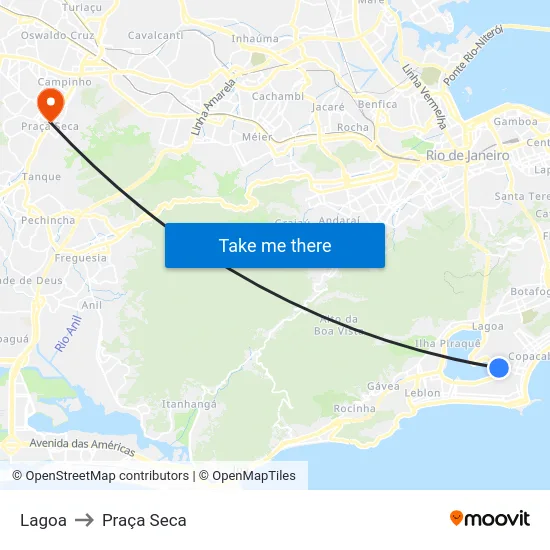 Lagoa to Praça Seca map