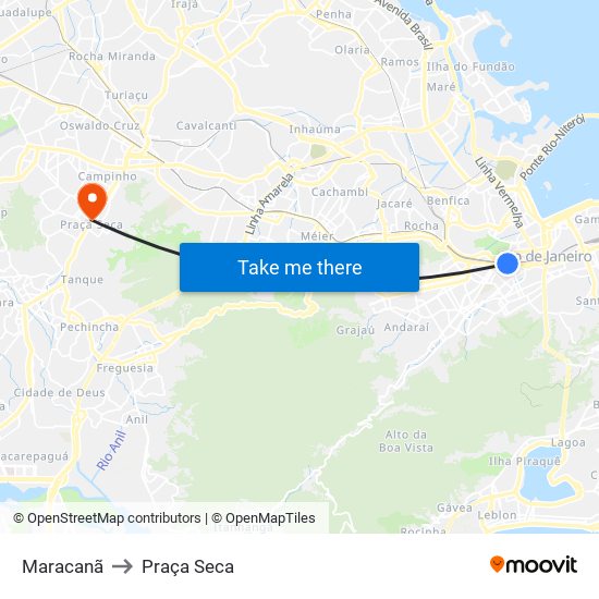 Maracanã to Praça Seca map