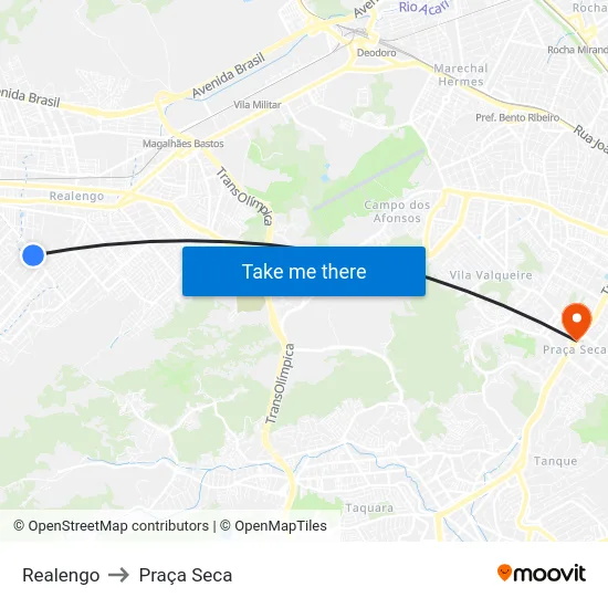 Realengo to Praça Seca map