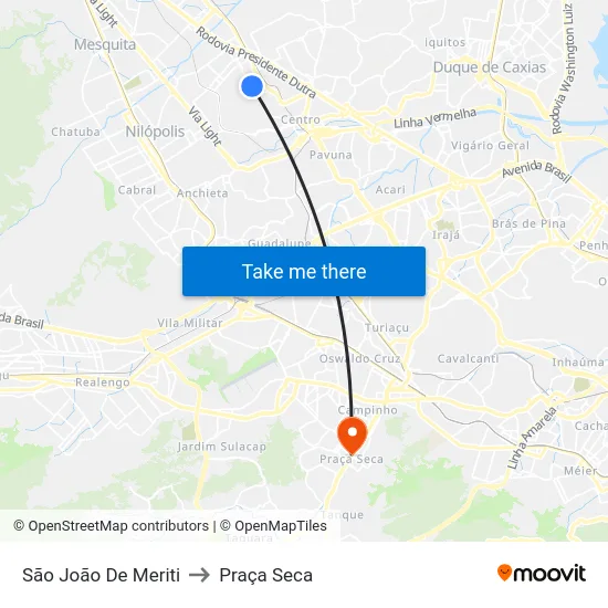 São João De Meriti to Praça Seca map
