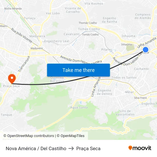 Nova América / Del Castilho to Praça Seca map