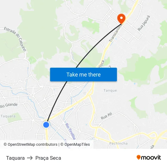 Taquara to Praça Seca map