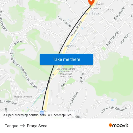 Tanque to Praça Seca map