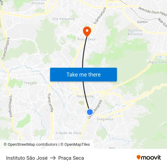 Instituto São José to Praça Seca map