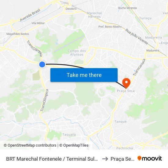 BRT Marechal Fontenele / Terminal Sulacap to Praça Seca map