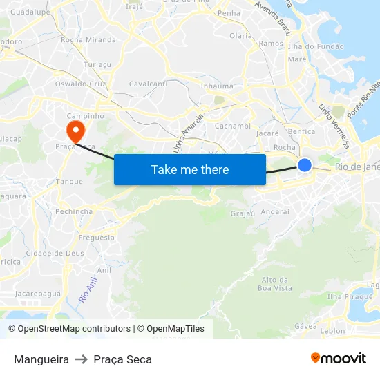 Mangueira to Praça Seca map