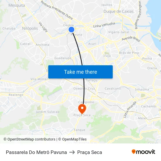 Passarela Do Metrô Pavuna to Praça Seca map