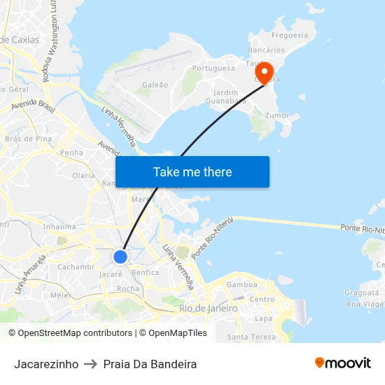 Jacarezinho to Praia Da Bandeira map
