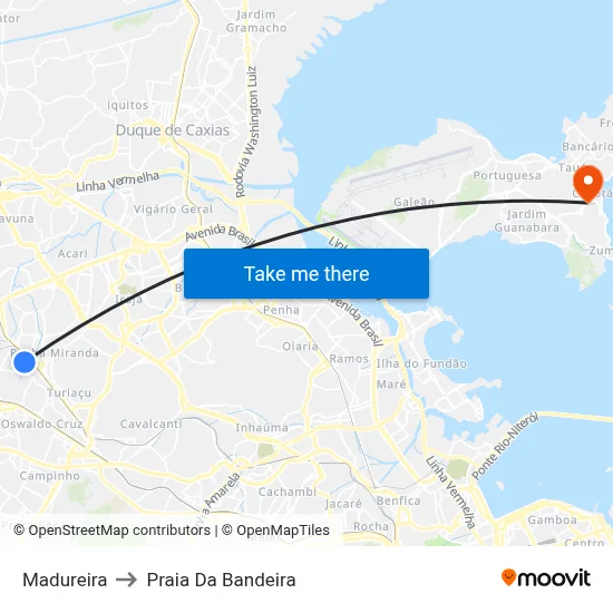Madureira to Praia Da Bandeira map