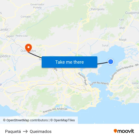 Paquetá to Queimados map