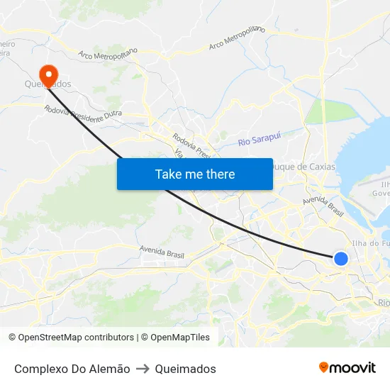 Complexo Do Alemão to Queimados map