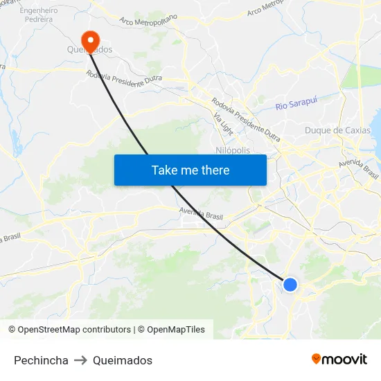 Pechincha to Queimados map