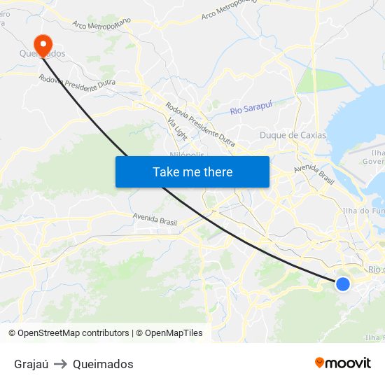 Grajaú to Queimados map