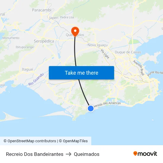 Recreio Dos Bandeirantes to Queimados map