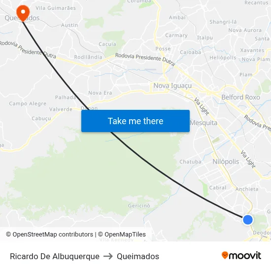 Ricardo De Albuquerque to Queimados map