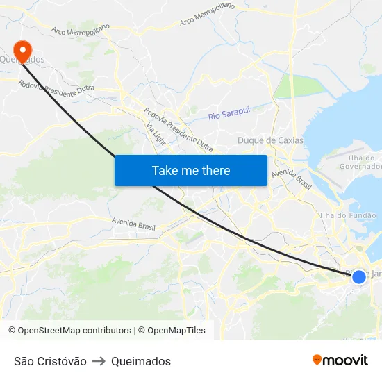 São Cristóvão to Queimados map